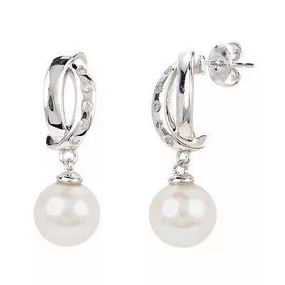 Lab Created Sterling Silver Freshwater Pearl Earring