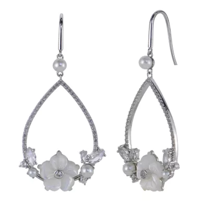 Lab Created Sterling Silver Freshwater Pearl Earring