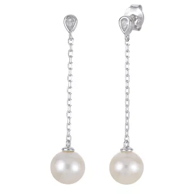 Lab Created Sterling Silver Freshwater Pearl Earring