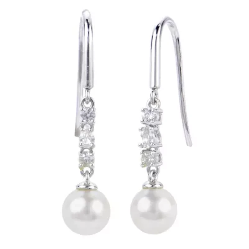Lab Created Sterling Silver Freshwater Pearl Earring