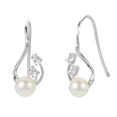 Lab Created Sterling Silver Freshwater Pearl Earring