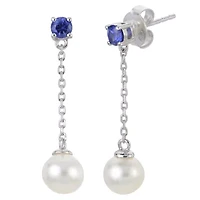 Lab Created Sterling Silver Freshwater Pearl Earring