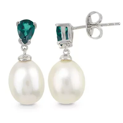 Lab Created Sterling Silver Freshwater Pearl Earring