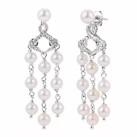 Lab Created Sterling Silver Freshwater Pearl Earring