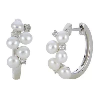 Lab Created Sterling Silver Freshwater Pearl Earring