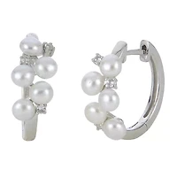 Lab Created Sterling Silver Freshwater Pearl Earring