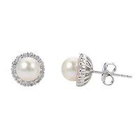 Lab Created Sterling Silver Freshwater Pearl Earring