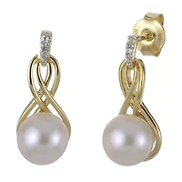 Lab Created Sterling Silver Freshwater Pearl Earring