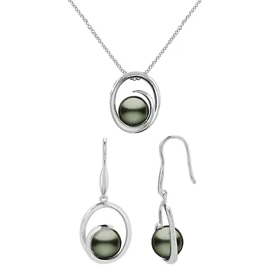 Sterling Silver Tahitian Pearl Set