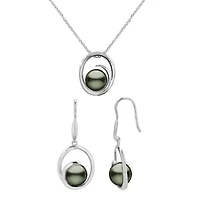 Sterling Silver Tahitian Pearl Set