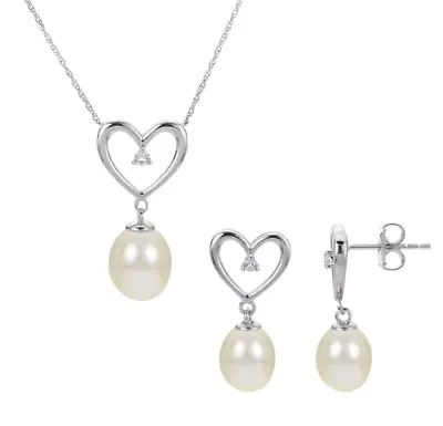 Lab Created Sterling Silver Freshwater Pearl Set