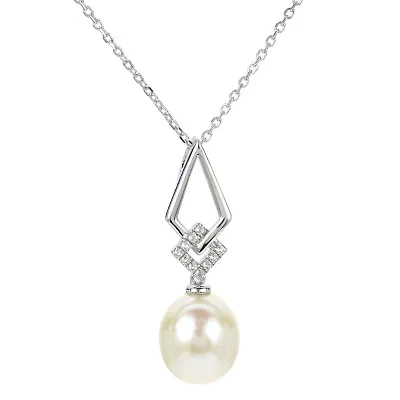 Lab Created Sterling Silver Freshwater Pearl Necklace