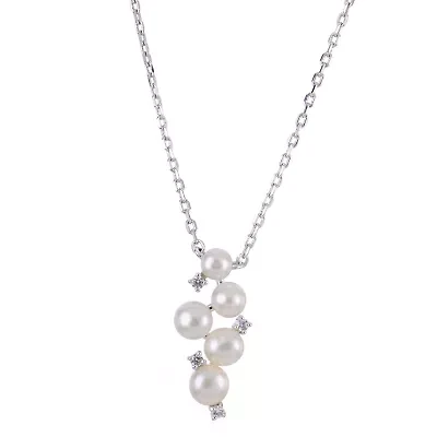 Lab Created Sterling Silver Freshwater Pearl Necklace
