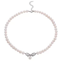 Lab Created Sterling Silver Freshwater Pearl Necklace