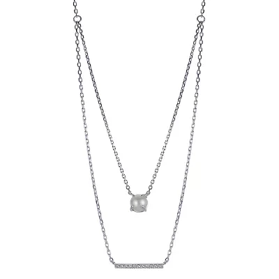 Lab Created Sterling Silver Freshwater Pearl Necklace