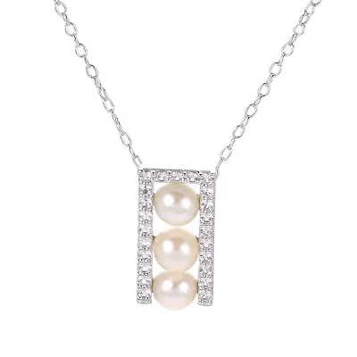 Lab Created Sterling Silver Freshwater Pearl Necklace