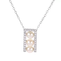 Lab Created Sterling Silver Freshwater Pearl Necklace