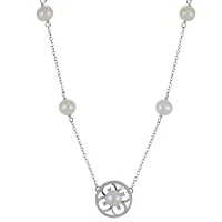 Lab Created Sterling Silver Freshwater Pearl Necklace