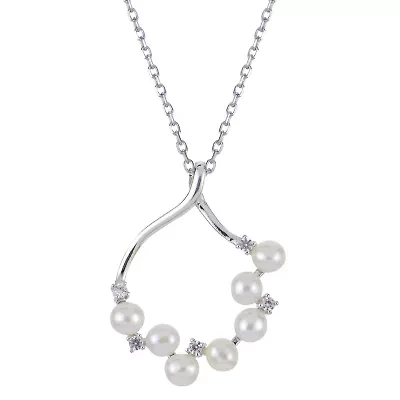 Lab Created Sterling Silver Freshwater Pearl Pendant
