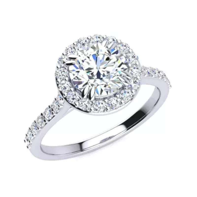 Lab Created 1 1/ ct. t.w. Grown Halo Diamond Engagement Ring 14K Gold