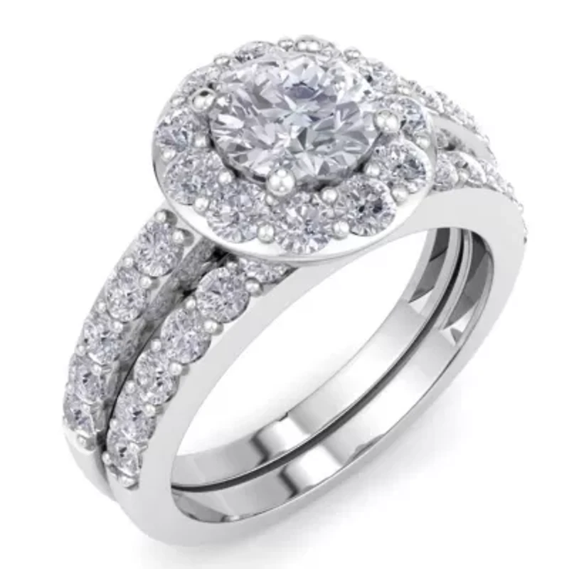 Lab Created 2 1/4 ct. t.w. Round Shape Grown Diamond Bridal Set 14K Gold
