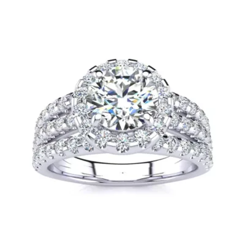 Lab Created 2 ct. t.w. Grown Halo Diamond Engagement Ring 14K Gold