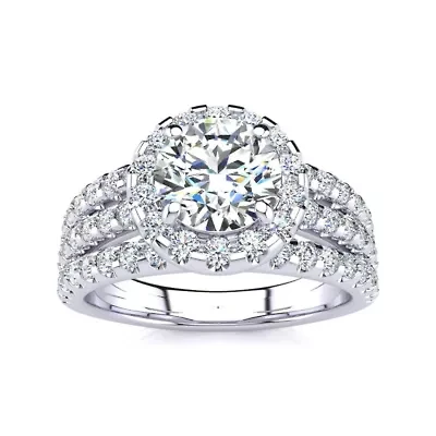 Lab Created 2 ct. t.w. Grown Halo Diamond Engagement Ring 14K Gold