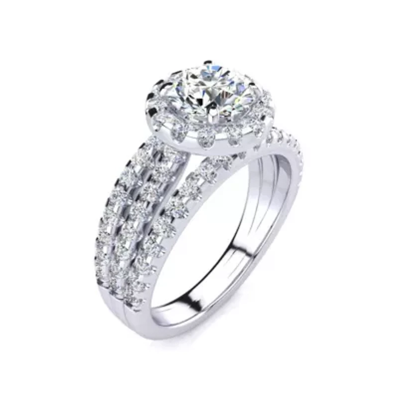 Lab Created 2 ct. t.w. Grown Halo Diamond Engagement Ring 14K Gold