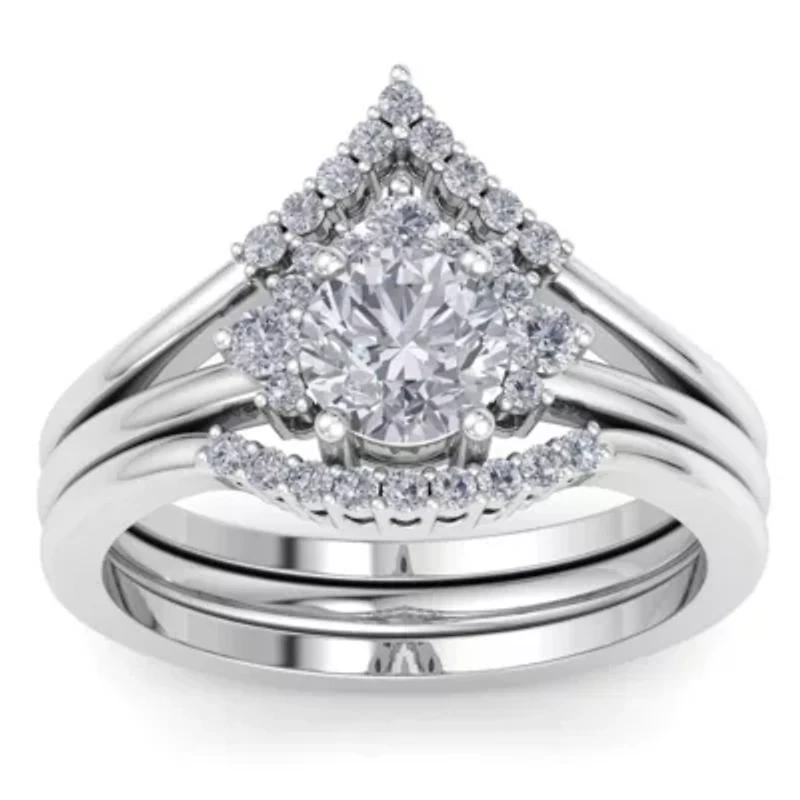 Lab Created 1 1/5 ct. t.w. Grown Diamond Bridal Set WIth Crown 14K Gold