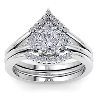 Lab Created 1 1/5 ct. t.w. Grown Diamond Bridal Set WIth Crown 14K Gold