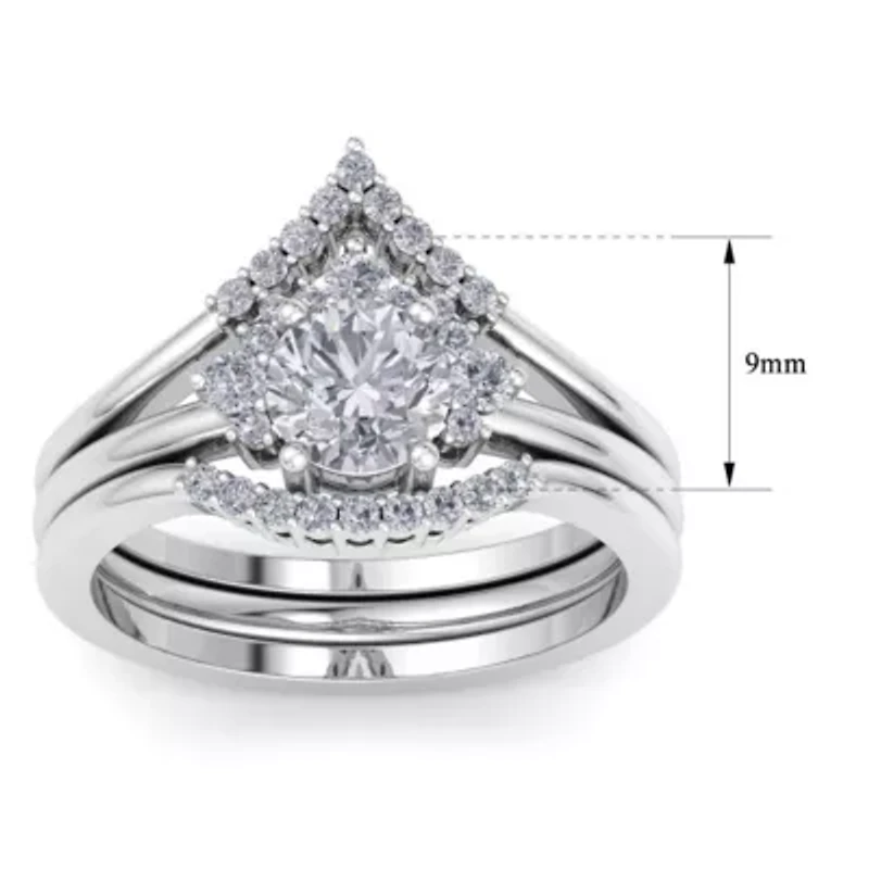 Lab Created 1 1/5 ct. t.w. Grown Diamond Bridal Set WIth Crown 14K Gold