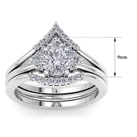 Lab Created 1 1/5 ct. t.w. Grown Diamond Bridal Set WIth Crown 14K Gold