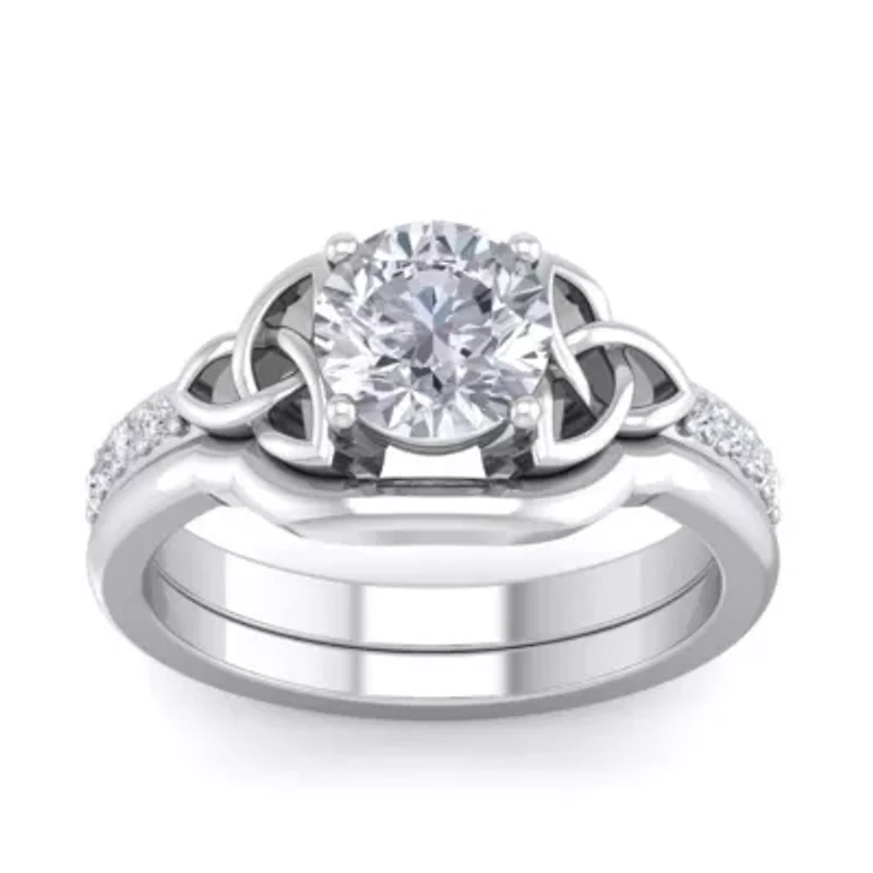 Lab Created 1 ct. t.w. Grown Diamond Claddagh Bridal Set 14K Gold