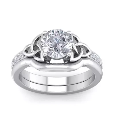 Lab Created 1 ct. t.w. Grown Diamond Claddagh Bridal Set 14K Gold