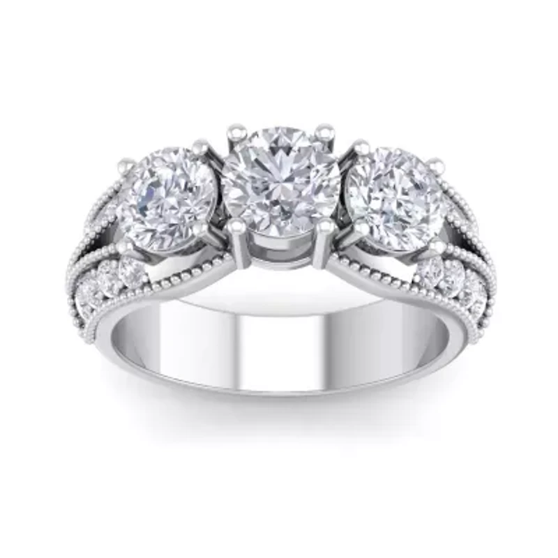Lab Created 3 ct. t.w. Grown Diamond Three Stone Engagement Ring 14K Gold