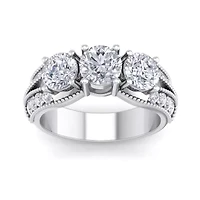 Lab Created 3 ct. t.w. Grown Diamond Three Stone Engagement Ring 14K Gold
