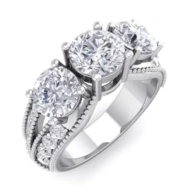 Lab Created 3 ct. t.w. Grown Diamond Three Stone Engagement Ring 14K Gold