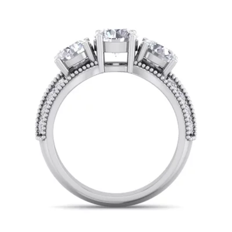 Lab Created 3 ct. t.w. Grown Diamond Three Stone Engagement Ring 14K Gold