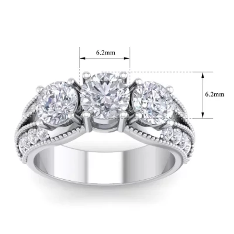 Lab Created 3 ct. t.w. Grown Diamond Three Stone Engagement Ring 14K Gold