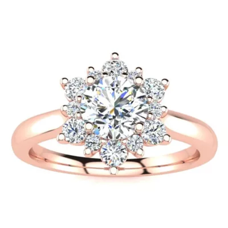 2 3/4 ct. t.w. Round Shape Flower Halo Moissanite Engagement Ring 14 Karat Gold