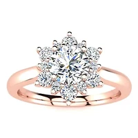 2 3/4 ct. t.w. Round Shape Flower Halo Moissanite Engagement Ring 14 Karat Gold