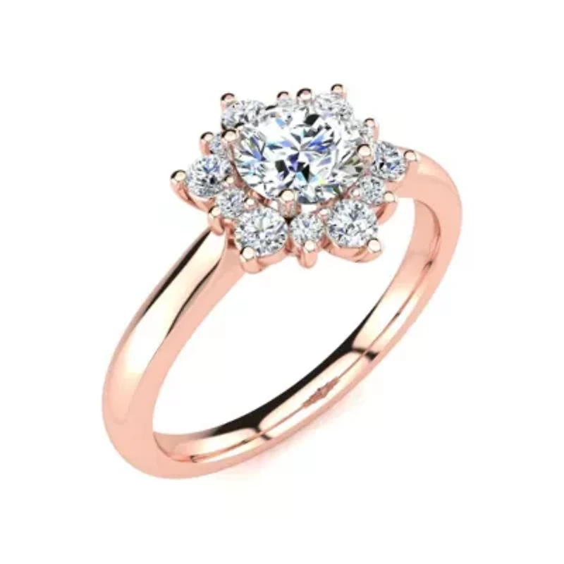 2 3/4 ct. t.w. Round Shape Flower Halo Moissanite Engagement Ring 14 Karat Gold