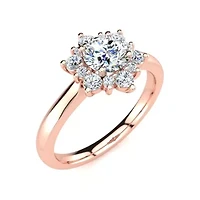2 3/4 ct. t.w. Round Shape Flower Halo Moissanite Engagement Ring 14 Karat Gold