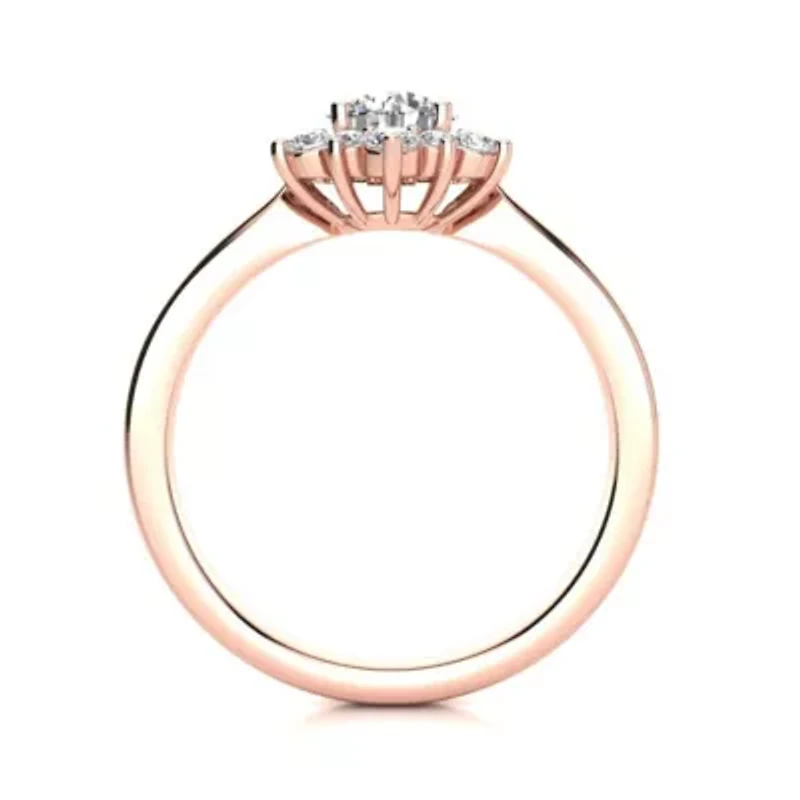 2 3/4 ct. t.w. Round Shape Flower Halo Moissanite Engagement Ring 14 Karat Gold