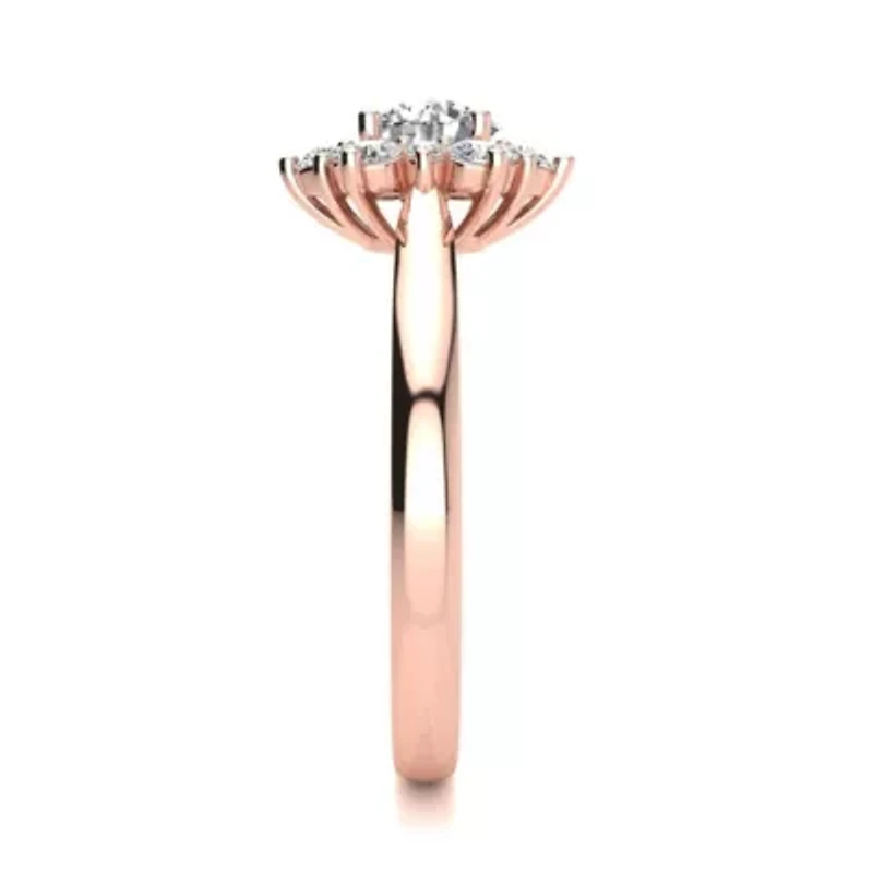 2 3/4 ct. t.w. Round Shape Flower Halo Moissanite Engagement Ring 14 Karat Gold