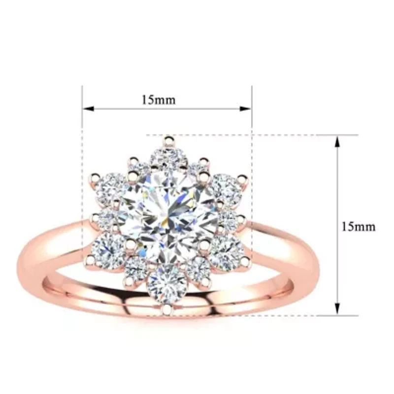 2 3/4 ct. t.w. Round Shape Flower Halo Moissanite Engagement Ring 14 Karat Gold