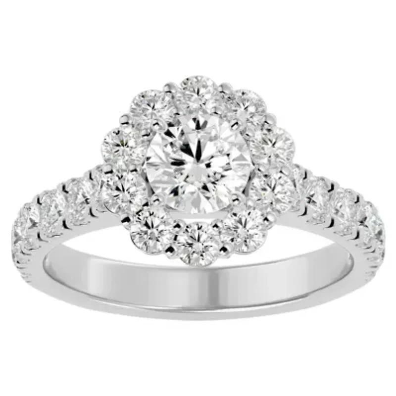 2 ct. t.w. Halo Moissanite Engagement Ring 14 Karat Gold