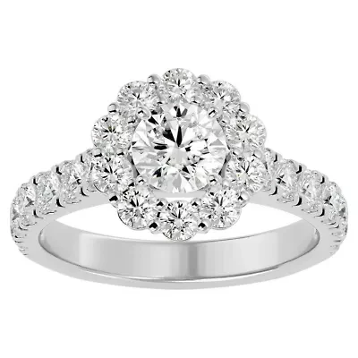 2 ct. t.w. Halo Moissanite Engagement Ring 14 Karat Gold