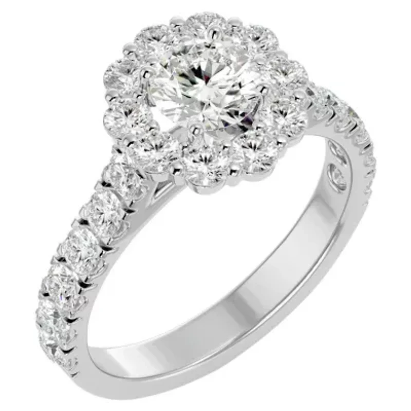 2 ct. t.w. Halo Moissanite Engagement Ring 14 Karat Gold