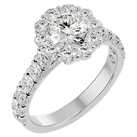 2 ct. t.w. Halo Moissanite Engagement Ring 14 Karat Gold
